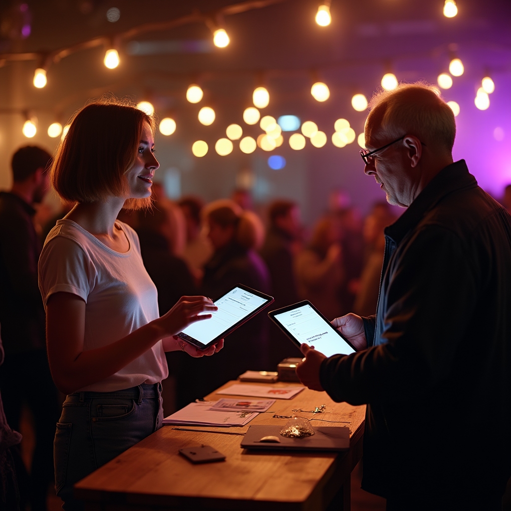 Modulo di iscrizione a una mailing list mostrato su tablet durante un concerto indipendente